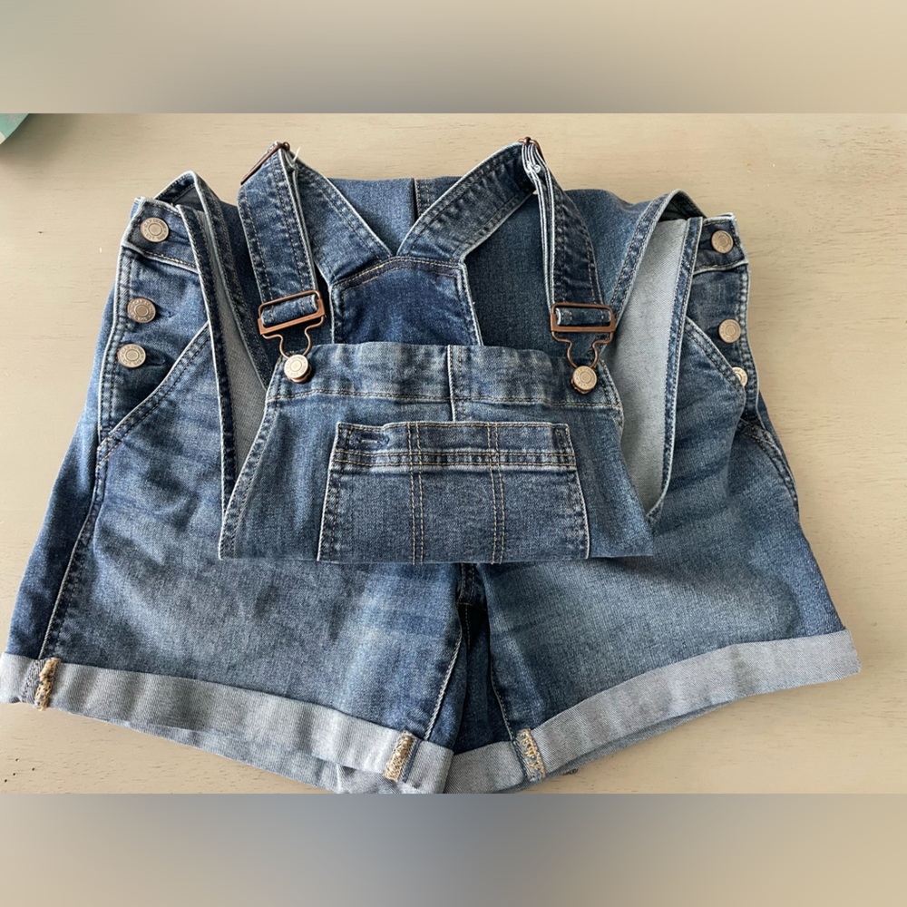 GAP Maternity Denim Overalls Shortalls M Medium Pregnancy